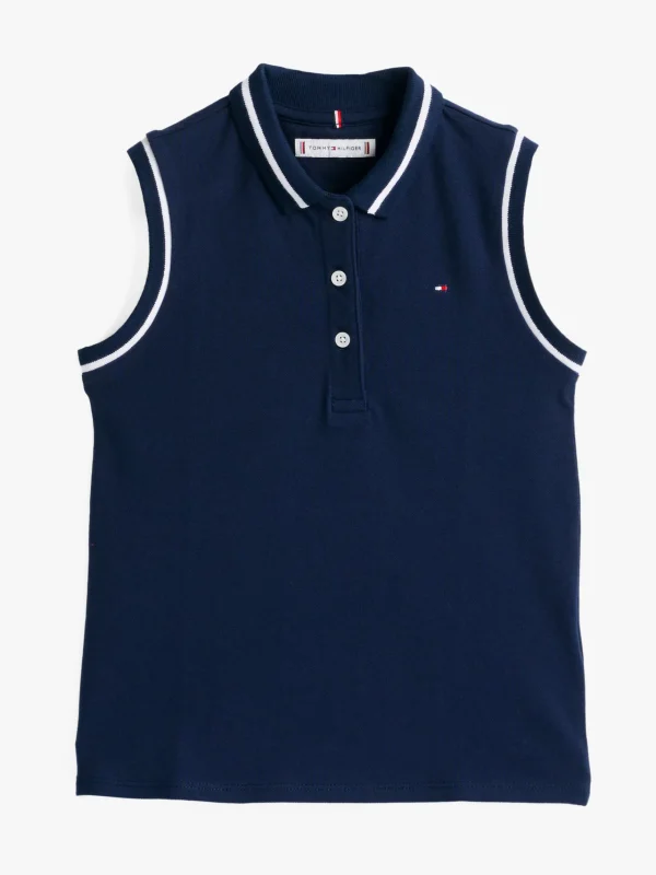 Tommy Hilfiger Ärmelloses Poloshirt mit Kontrast-Details DARK NIGHT NAVY Store