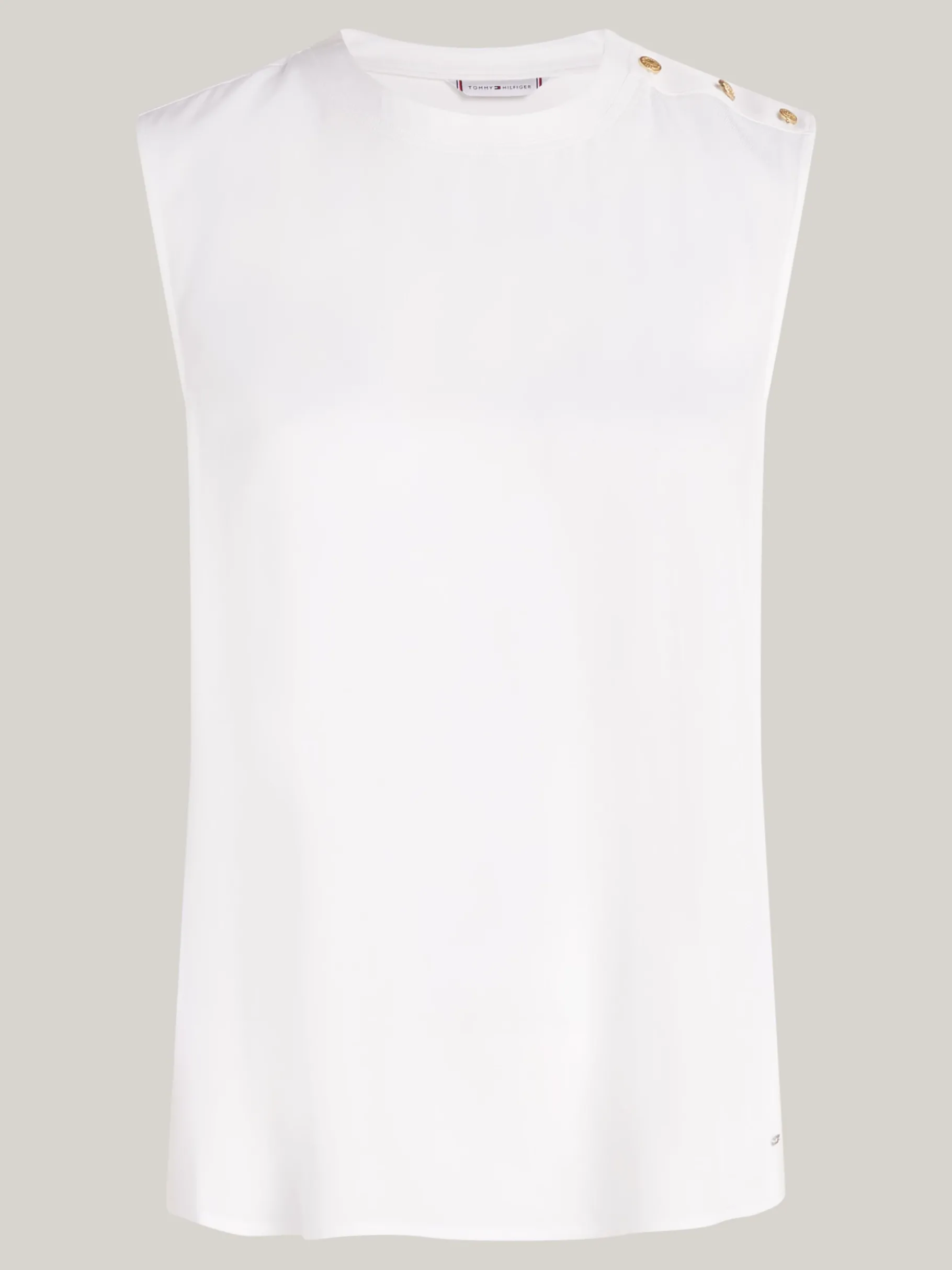Tommy Hilfiger Ärmelloses Top mit geprägten Knöpfen ECRU Fashion