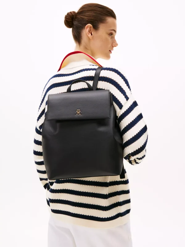 Tommy Hilfiger Rucksack mit TH-Monogramm-Emblem BLACK New