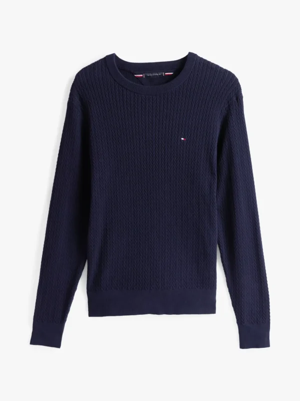 Tommy Hilfiger Rundhals-Pullover aus Fischgrät-Strick DESERT SKY Sale