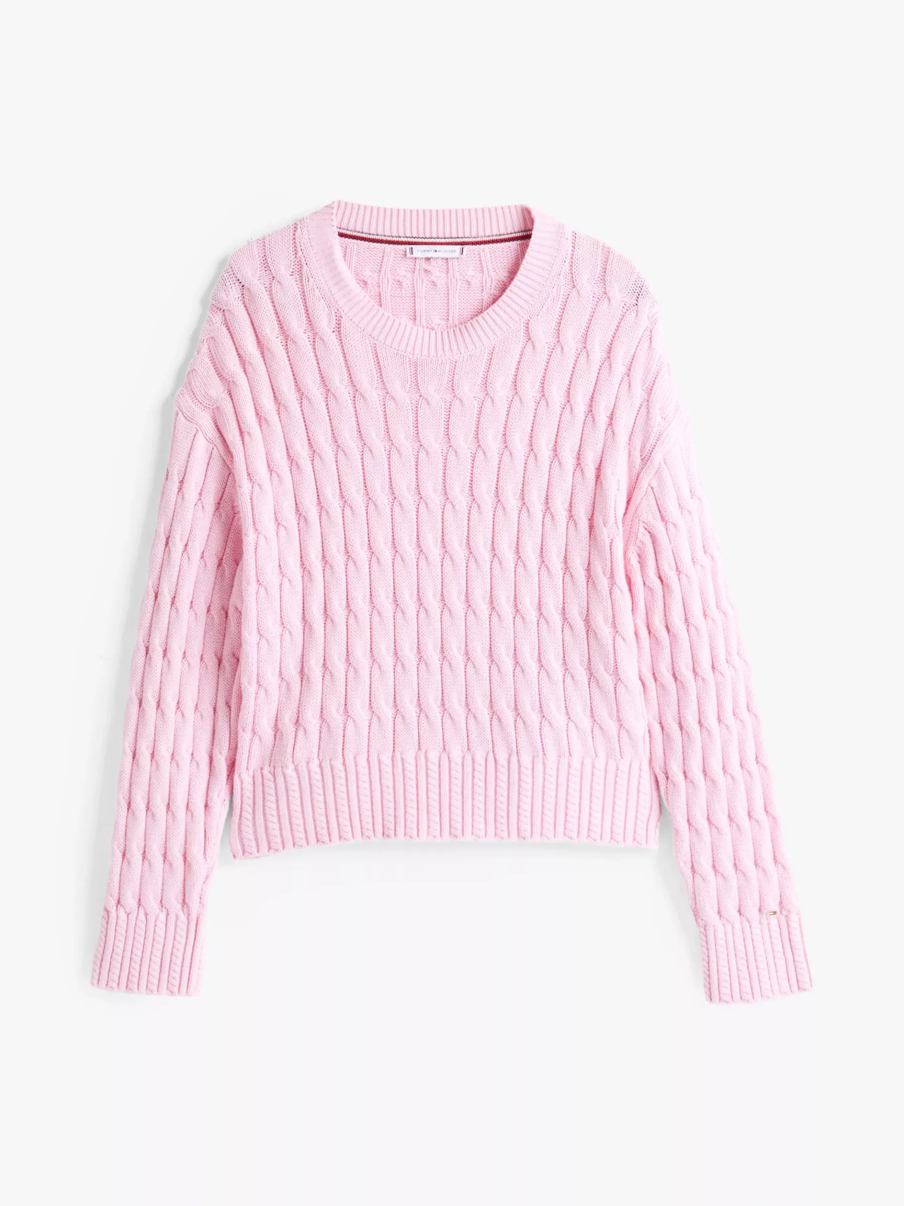 Tommy Hilfiger Rundhals-Pullover im Zopfstrick-Design CLASSIC PINK Cheap