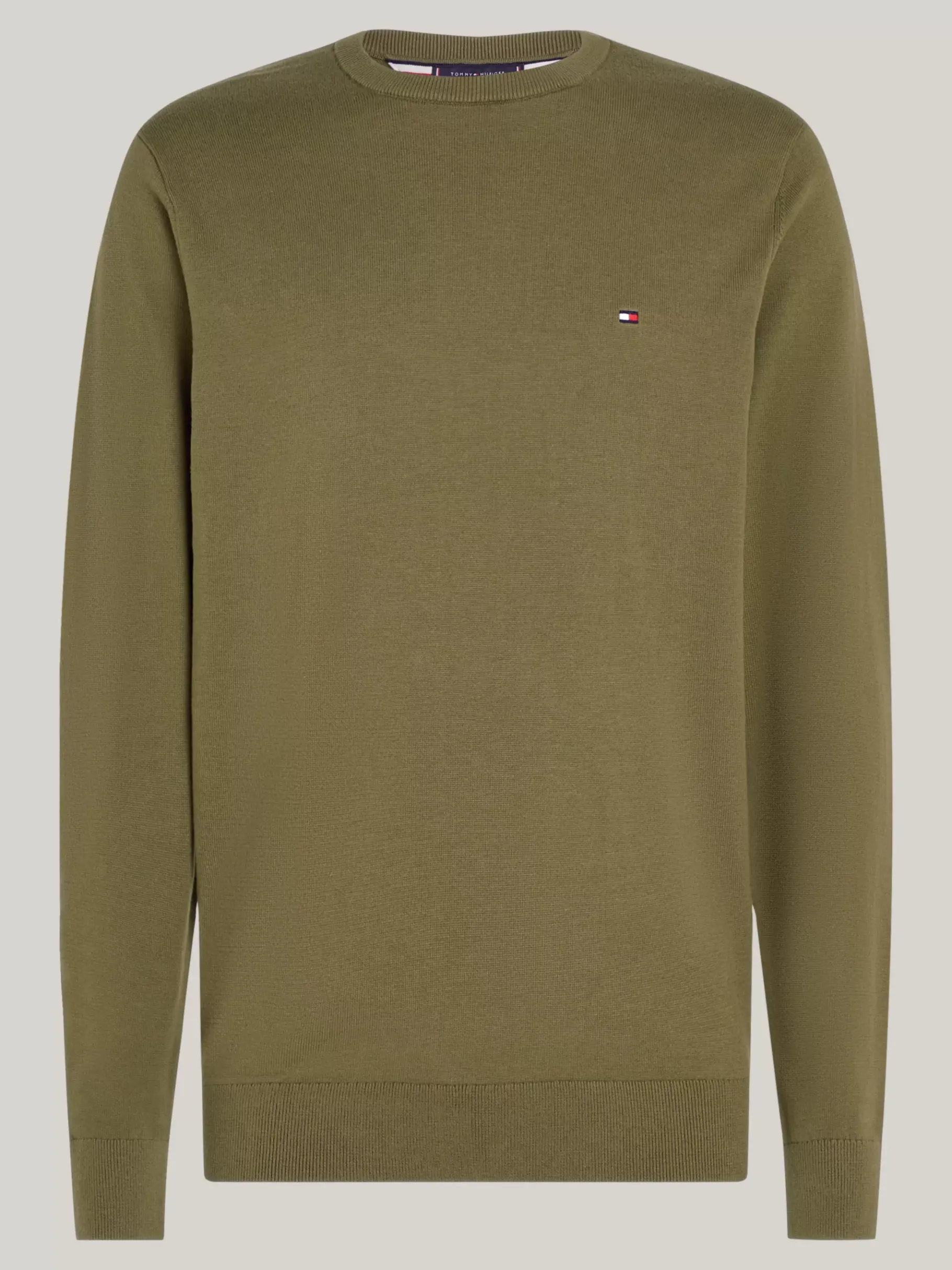 Tommy Hilfiger Rundhalspullover mit Flag UTILITY OLIVE Hot