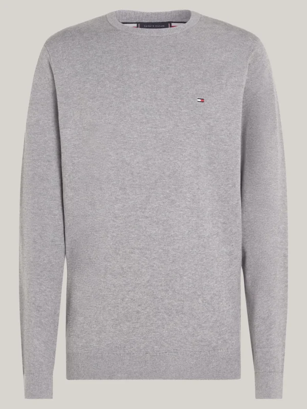 Tommy Hilfiger Rundhalspullover mit Flag MEDIUM GREY HEATHER Online