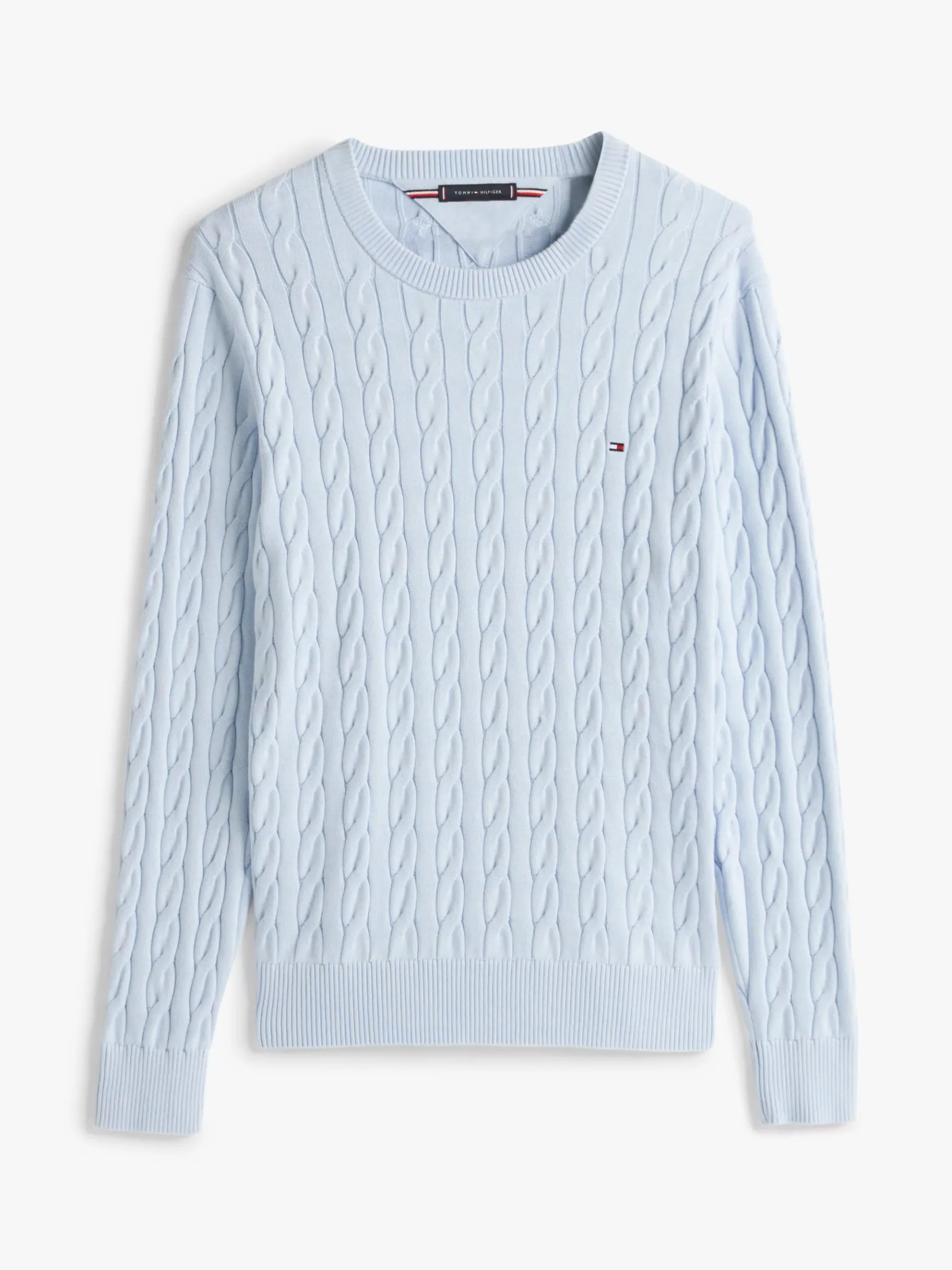 Tommy Hilfiger Rundhals-Pullover mit Zopfmuster BREEZY BLUE Best