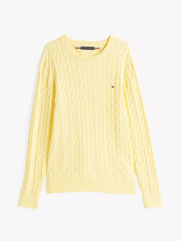 Tommy Hilfiger Rundhals-Pullover mit Zopfmuster CITRONELLA Store