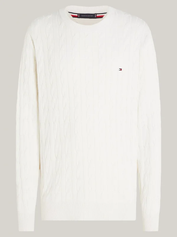 Tommy Hilfiger Rundhals-Pullover mit Zopfmuster IVORY Cheap