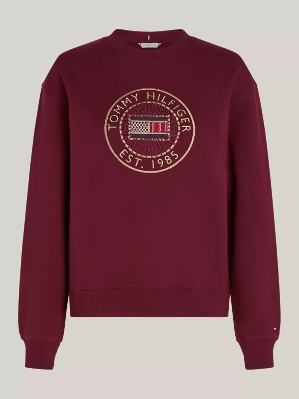 Tommy Hilfiger Rundhals-Sweatshirt mit aufgesticktem Logo DEEP ROUGE Best