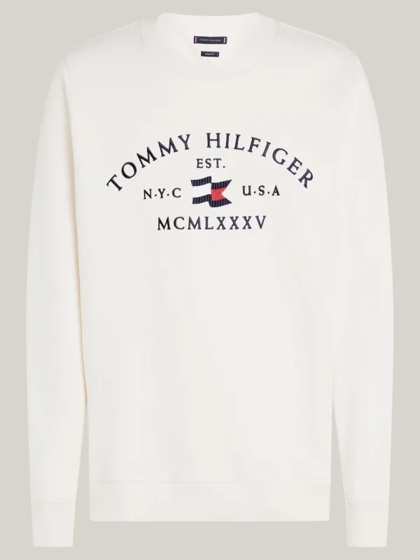 Tommy Hilfiger Rundhals-Sweatshirt mit aufgesticktem Logo IVORY PETAL Hot