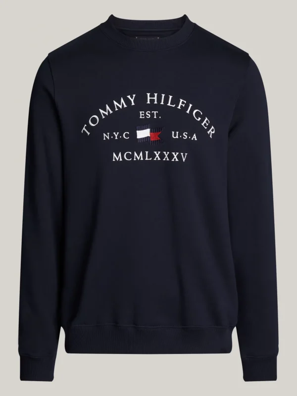 Tommy Hilfiger Rundhals-Sweatshirt mit aufgesticktem Logo DESERT SKY Flash Sale