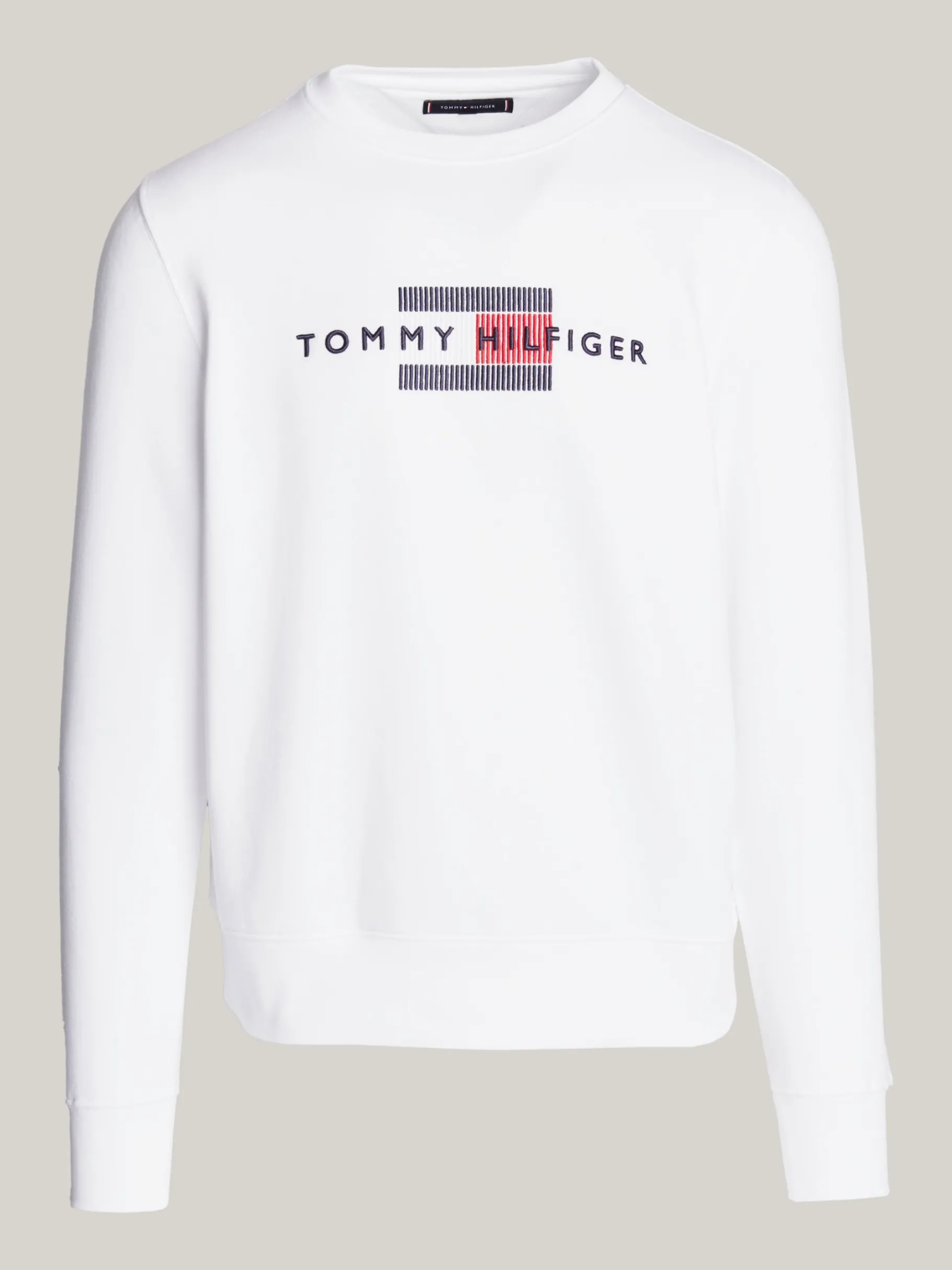 Tommy Hilfiger Rundhals-Sweatshirt mit aufgesticktem Logo WHITE Best Sale