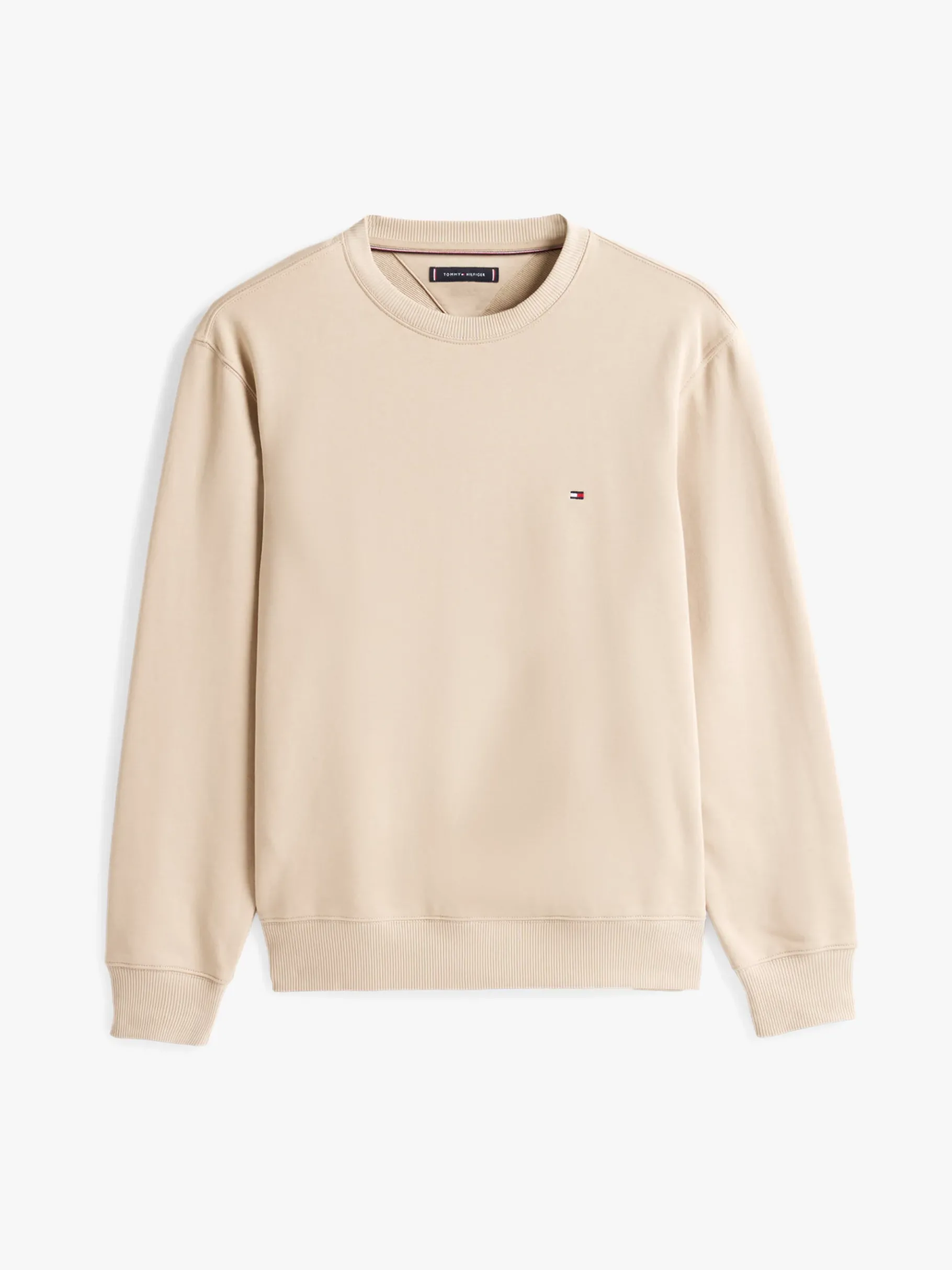 Tommy Hilfiger Rundhals-Sweatshirt mit Flag-Stickerei SANDALWOOD Cheap