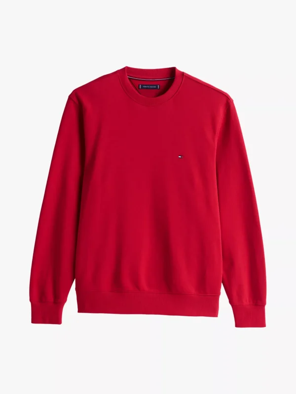 Tommy Hilfiger Rundhals-Sweatshirt mit Flag-Stickerei MEDIUM RED Discount
