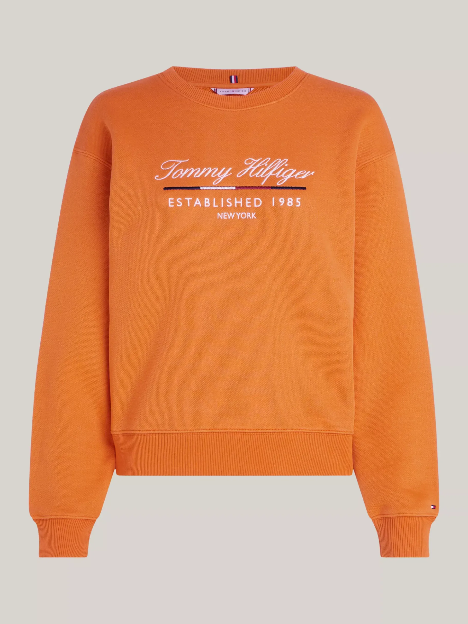 Tommy Hilfiger Rundhals-Sweatshirt mit Schreibschrift-Logo AUTUMN ORANGE Online