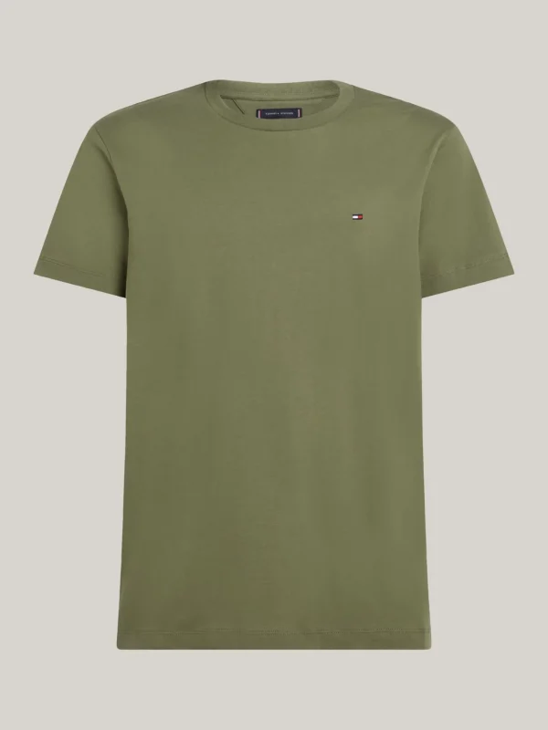 Tommy Hilfiger Rundhals-T-Shirt mit aufgestickter Flag BATTLE GREEN Sale