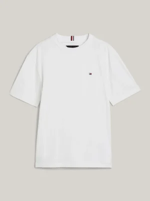 Tommy Hilfiger Rundhals-T-Shirt mit aufgestickter Flag WHITE New