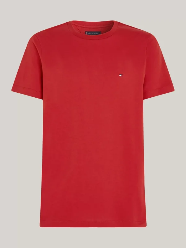 Tommy Hilfiger Rundhals-T-Shirt mit aufgestickter Flag DARK MAGMA Store