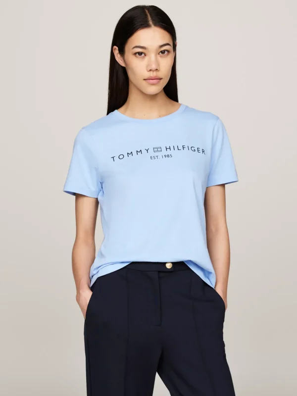 Tommy Hilfiger Rundhals-T-Shirt mit Logo VESSEL BLUE Online
