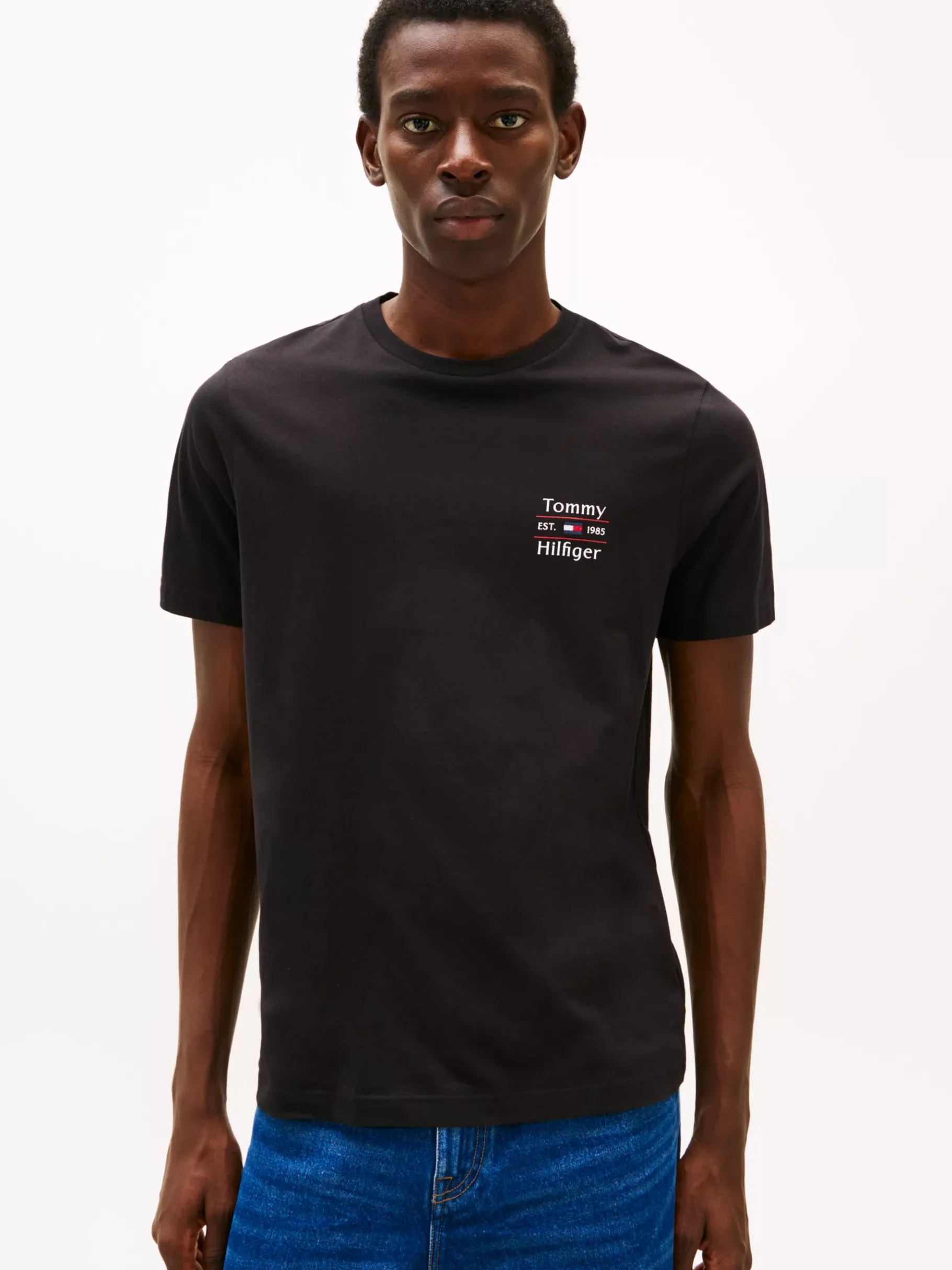 Tommy Hilfiger Rundhals-T-Shirt mit Logo BLACK Cheap