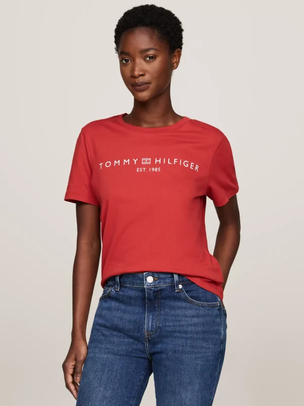 Tommy Hilfiger Rundhals-T-Shirt mit Logo DARK MAGMA Store