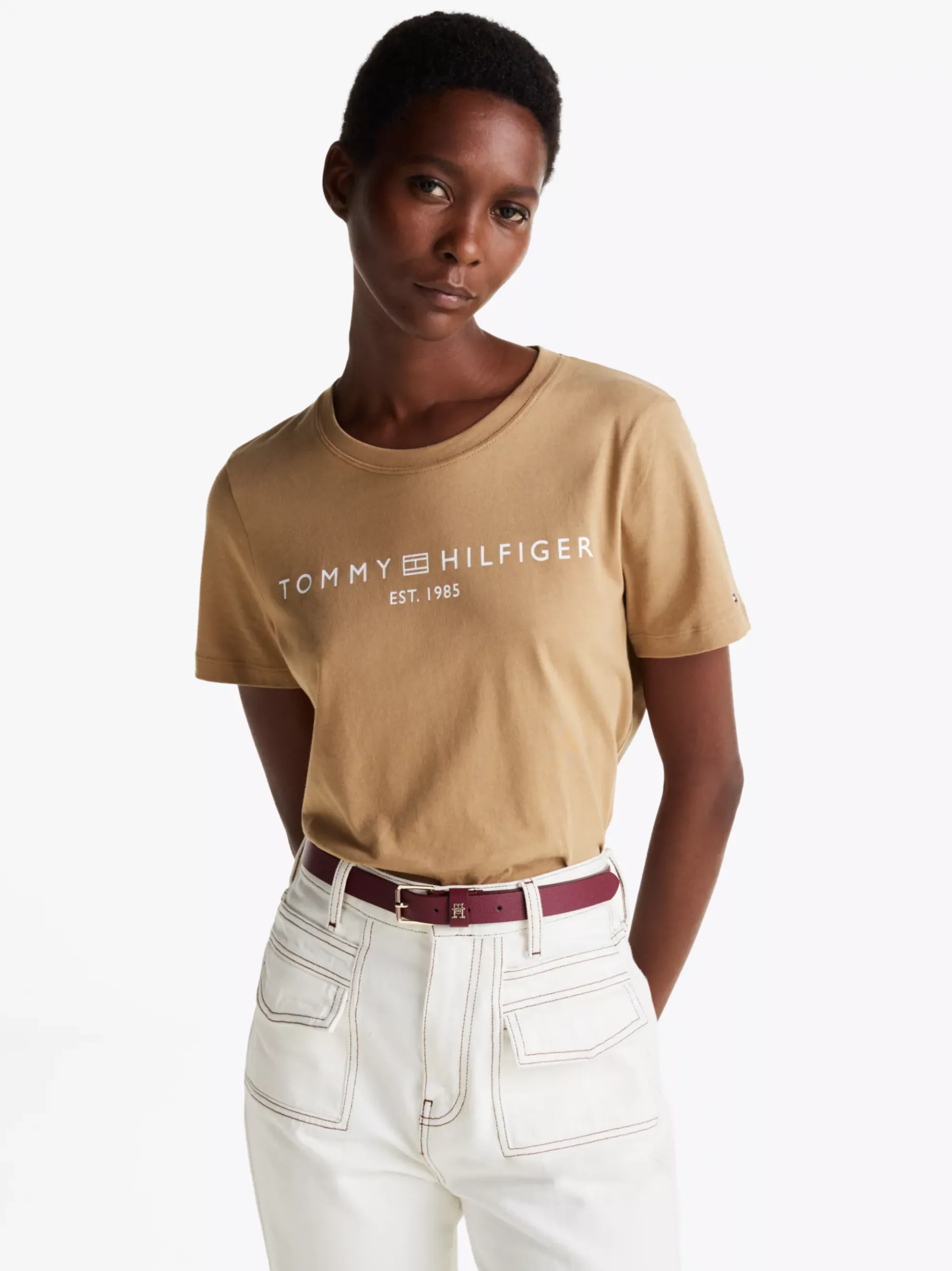 Tommy Hilfiger Rundhals-T-Shirt mit Logo SAFARI CANVAS Cheap