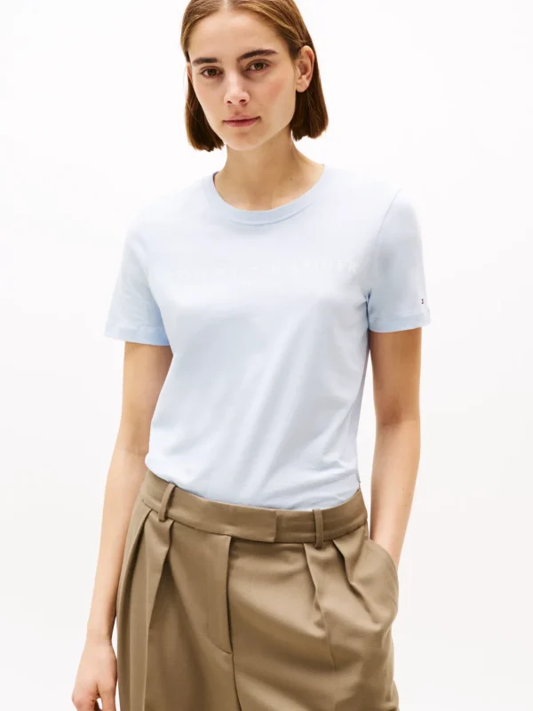 Tommy Hilfiger Rundhals-T-Shirt mit Logo BREEZY BLUE Sale