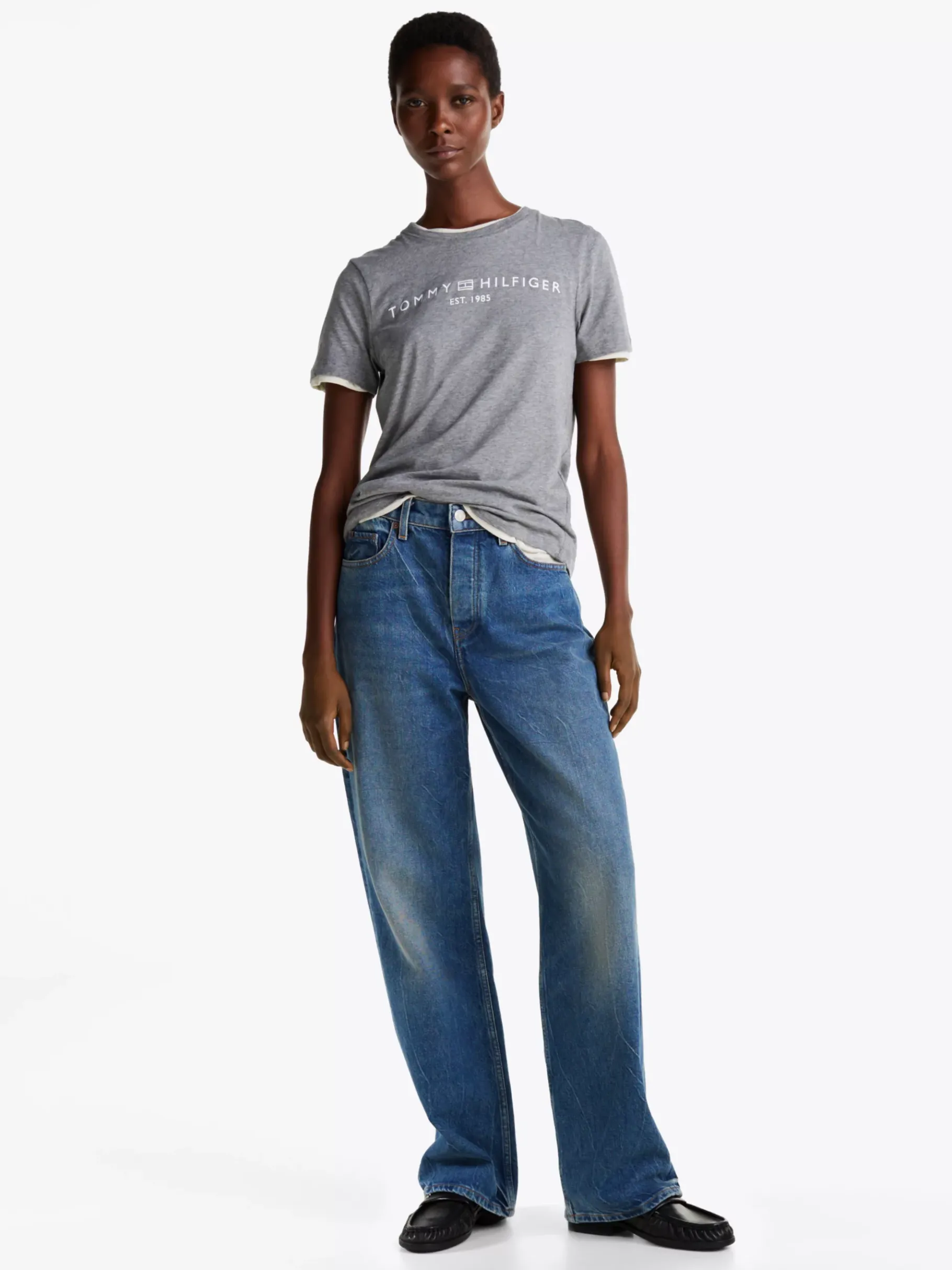 Tommy Hilfiger Rundhals-T-Shirt mit Logo MID GREY HEATHER Online