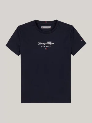 Tommy Hilfiger Rundhals-T-Shirt mit Metallic-Logo DESERT SKY New