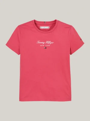 Tommy Hilfiger Rundhals-T-Shirt mit Metallic-Logo HERITAGE PINK Discount