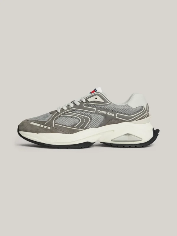 Tommy Hilfiger Runner-Sneaker aus Leder mit Mesh-Einsätzen ZINC GREY New