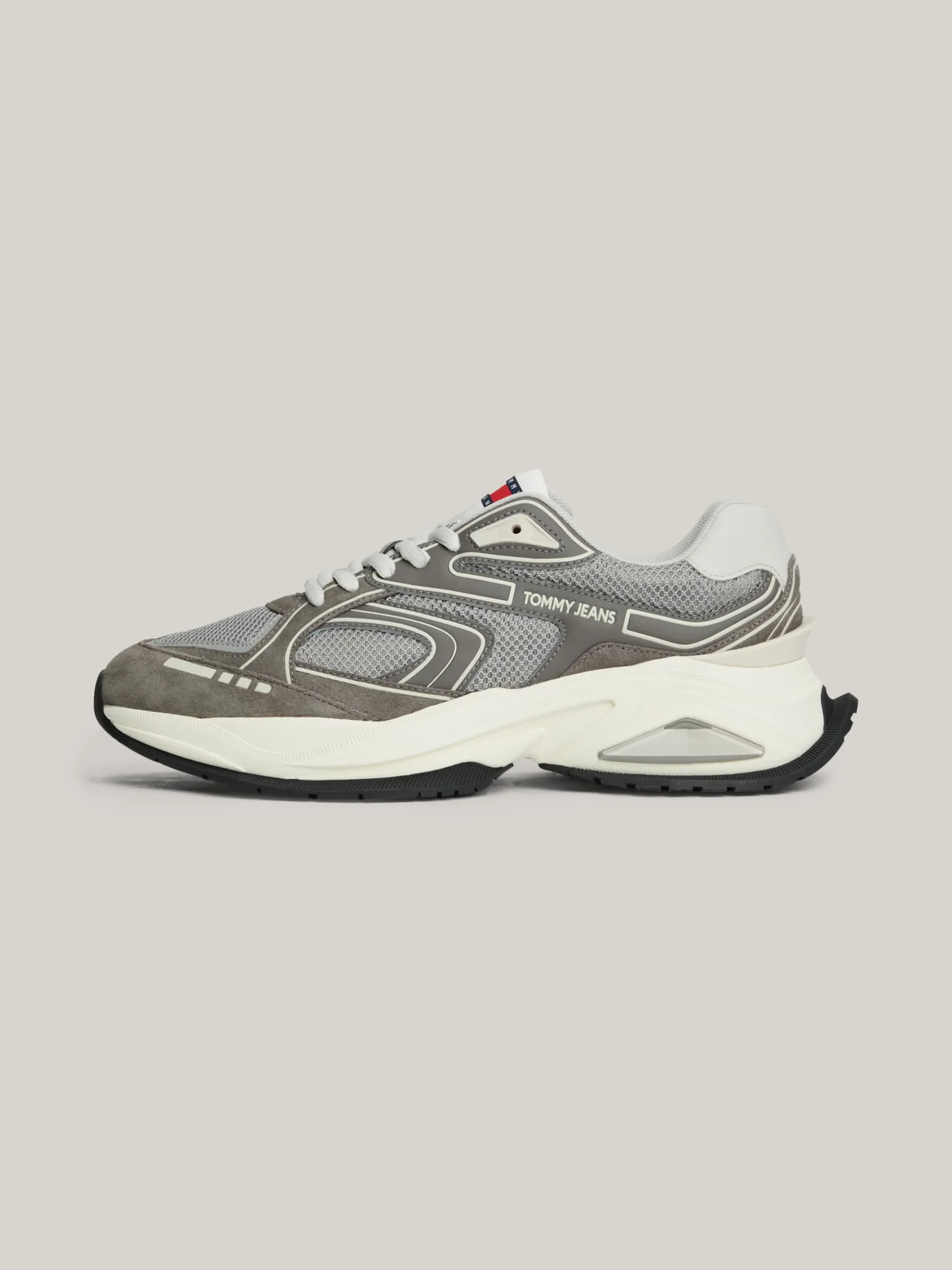 Tommy Hilfiger Runner-Sneaker aus Leder mit Mesh-Einsätzen ZINC GREY New