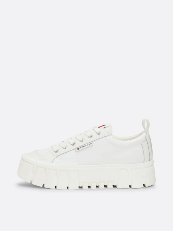Tommy Hilfiger Rutschhemmender Flatform-Sneaker aus Leder ECRU Best Sale