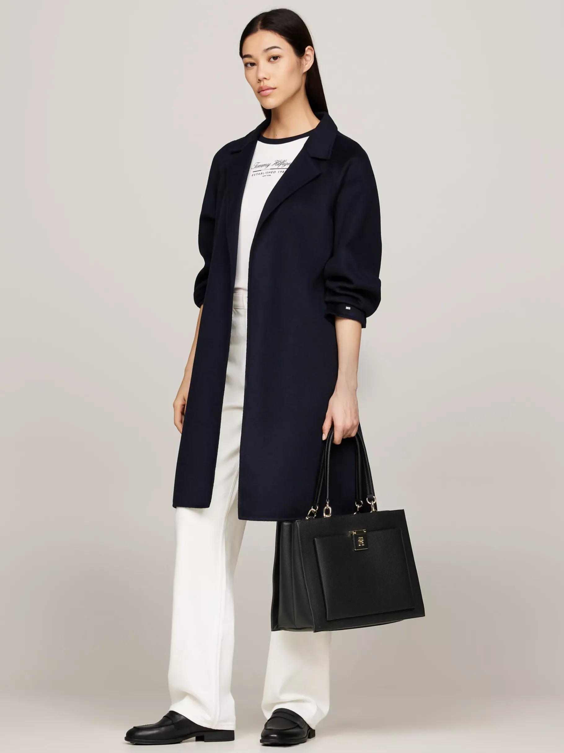 Tommy Hilfiger Satchel mit TH-Monogramm und Narben-Finish BLACK Flash Sale