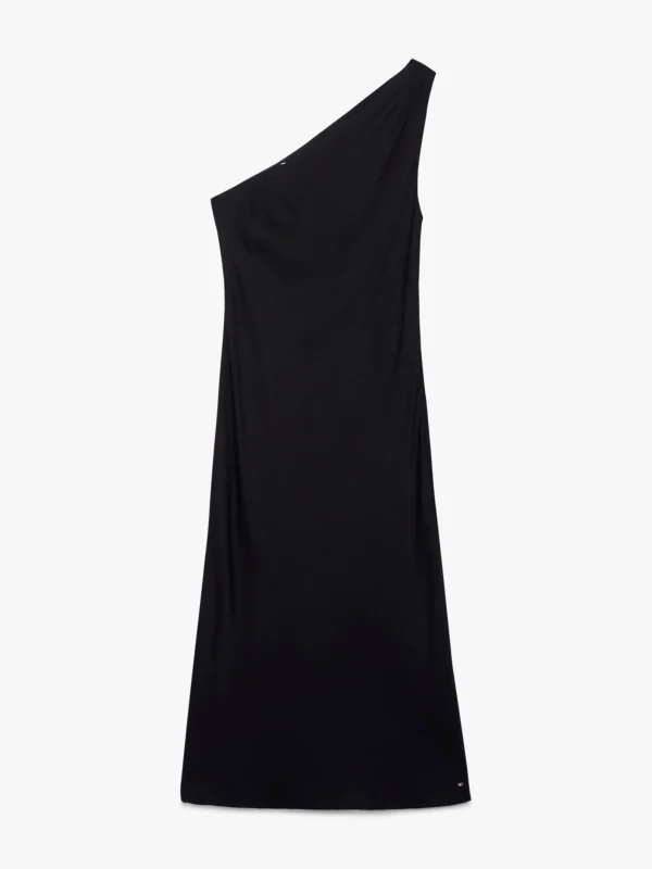Tommy Hilfiger Schulterfreies Midikleid aus Satin BLACK Store