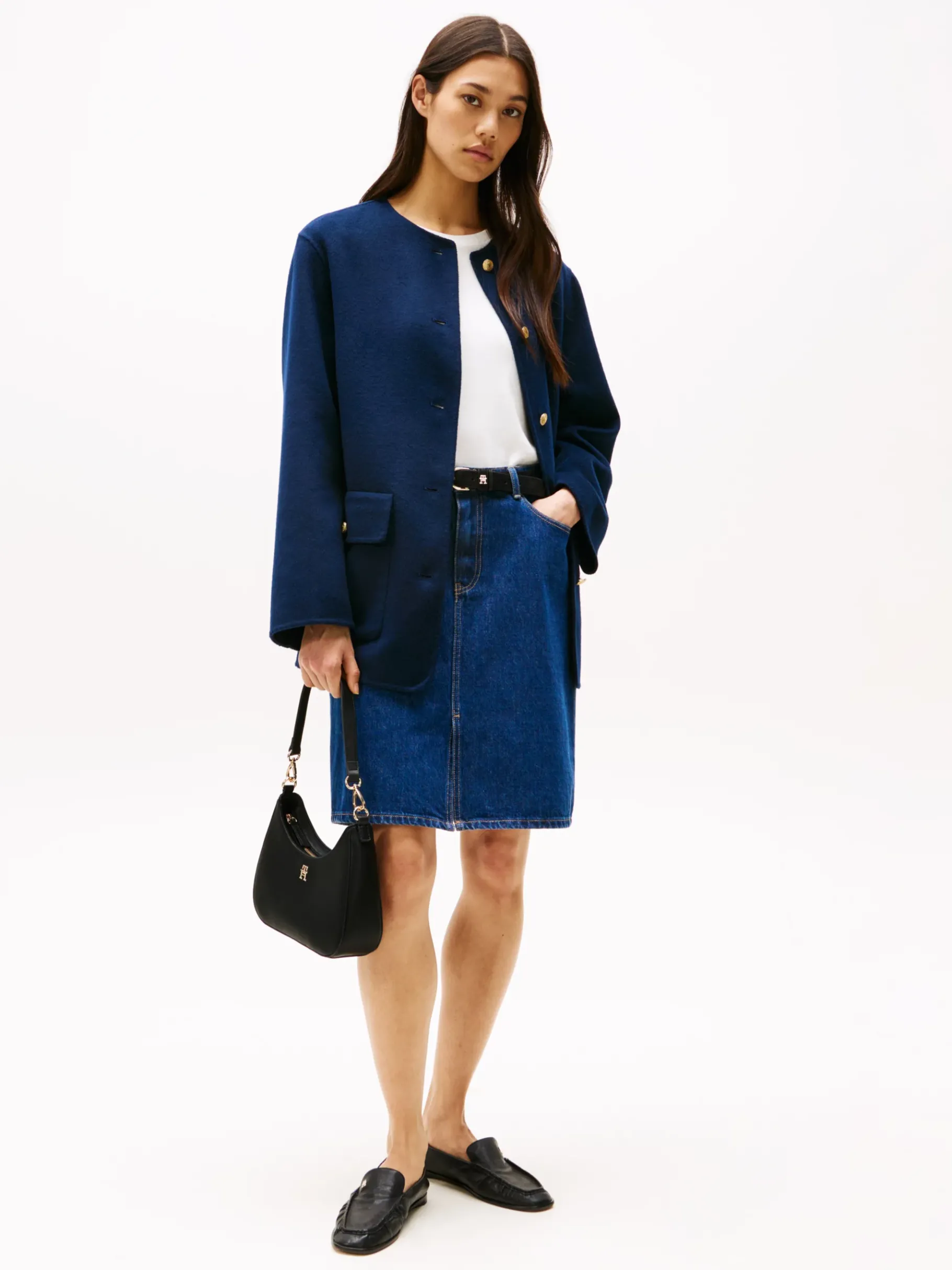 Tommy Hilfiger Schultertasche mit TH-Monogramm-Emblem BLACK Cheap