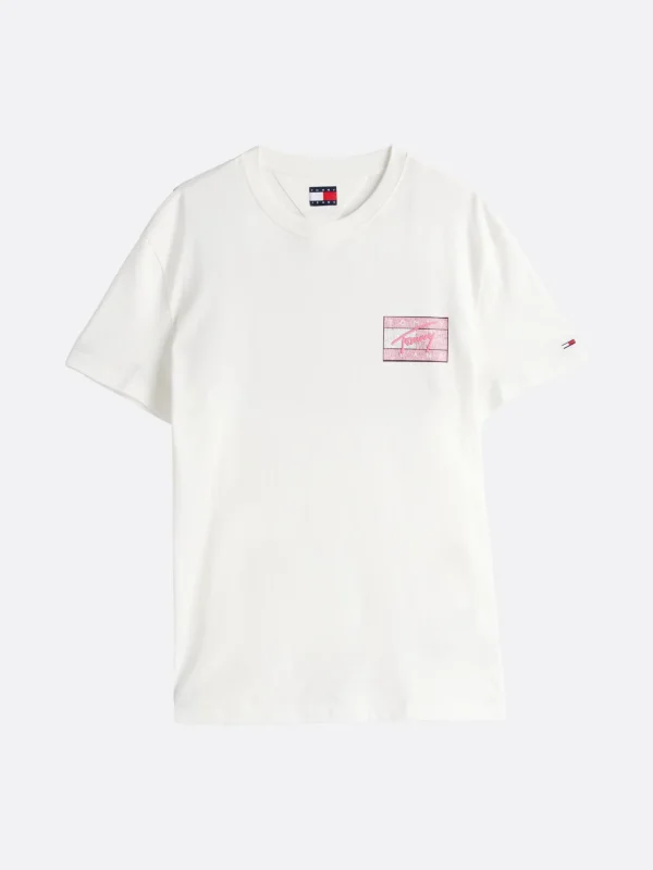 Tommy Hilfiger Signature Baumwoll-T-Shirt mit Rückenlogo ECRU Best