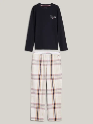 Tommy Hilfiger Signature Pyjama mit Logo und Print DESERT SKY/ BLANKET STRIPE CHECK Fashion