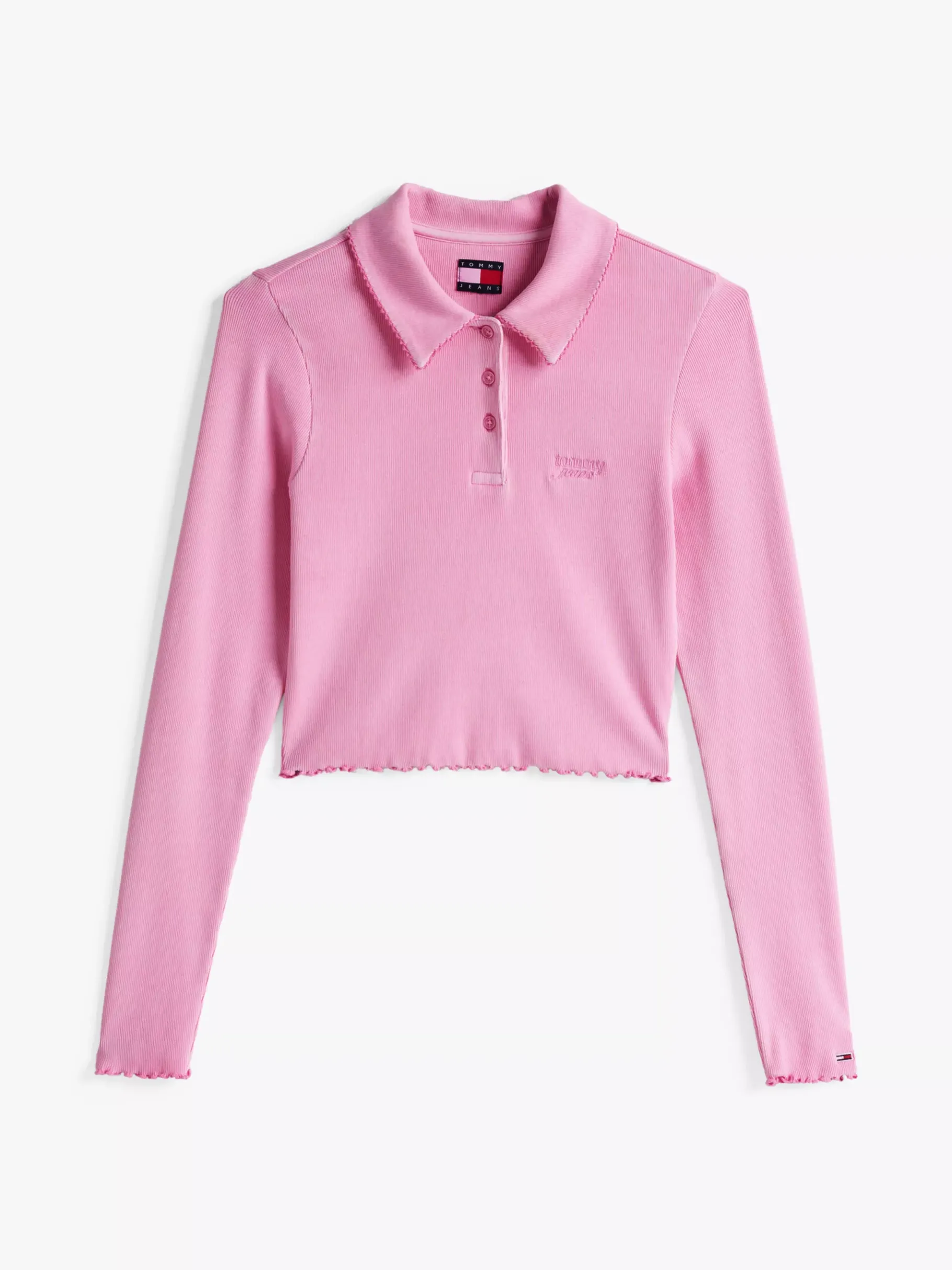 Tommy Hilfiger Slim Cropped Fit Langarm-Poloshirt PINK CRUSH Sale