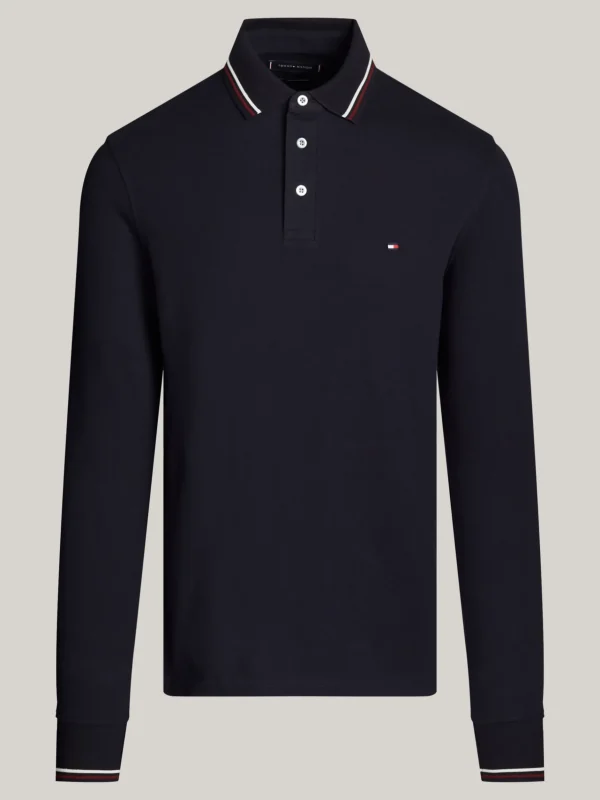 Tommy Hilfiger Slim Fit Langarm-Poloshirt mit Kontrast-Detail DESERT SKY Store