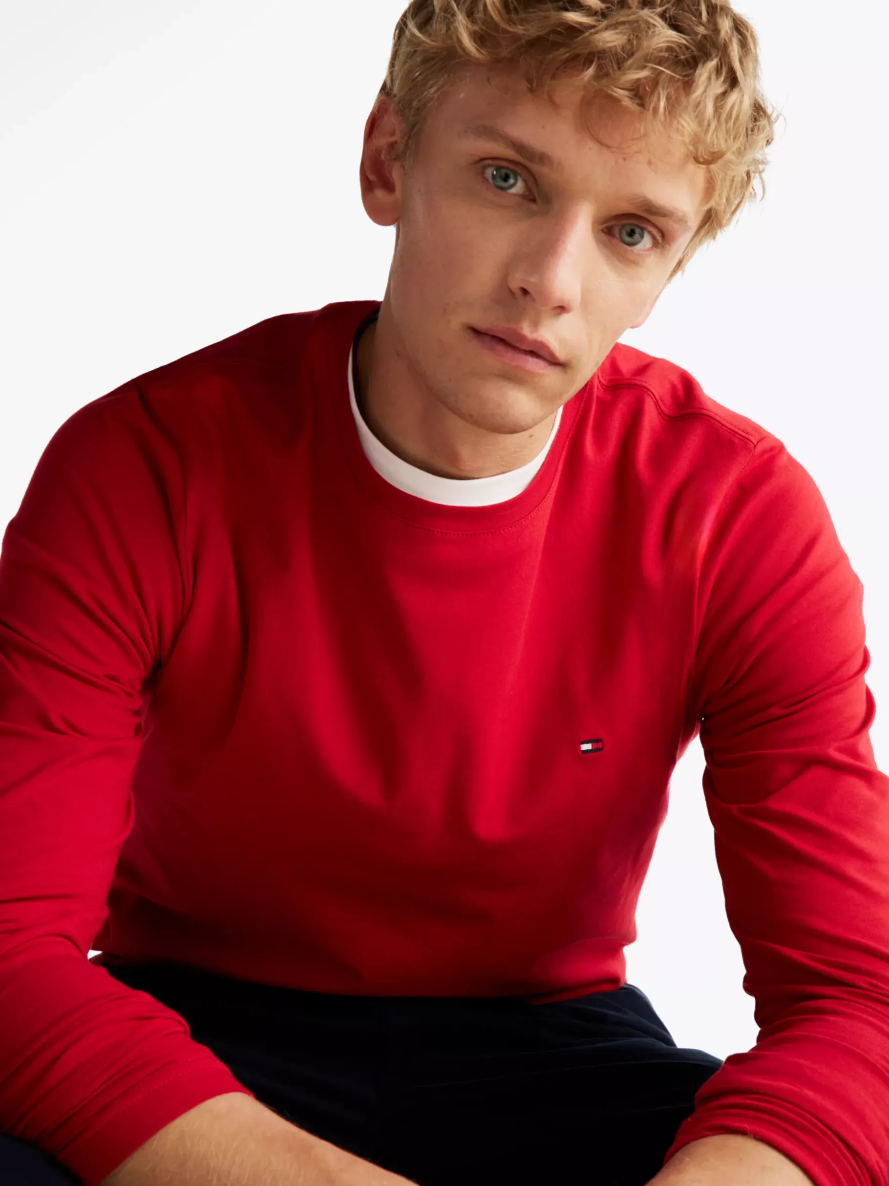 Tommy Hilfiger Slim Fit Langarmshirt MEDIUM RED Cheap