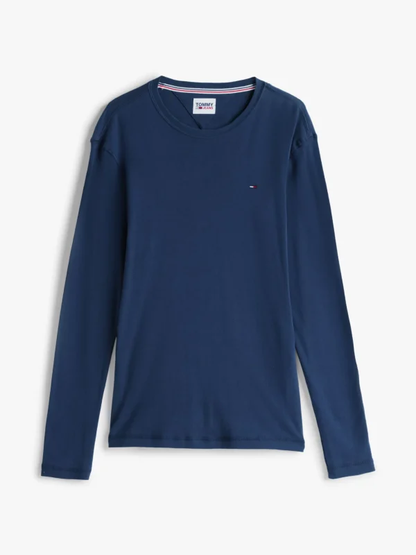 Tommy Hilfiger Slim Fit Langarmshirt aus reiner Baumwolle BLACK IRIS New