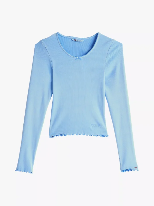 Tommy Hilfiger Slim Fit Langarmshirt mit Bogenkanten SUGARPLUM BLUE Clearance