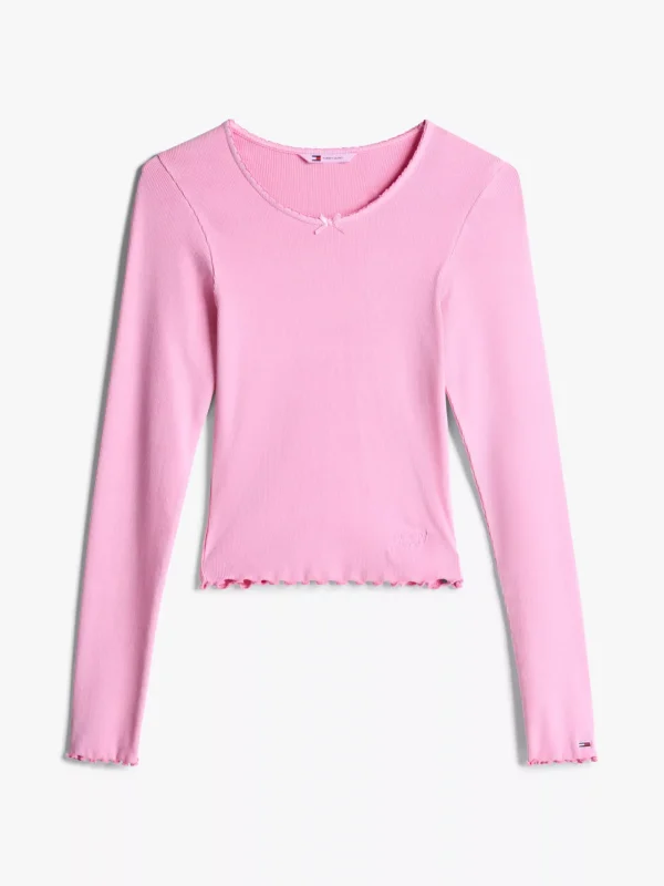 Tommy Hilfiger Slim Fit Langarmshirt mit Bogenkanten PINK CRUSH Best