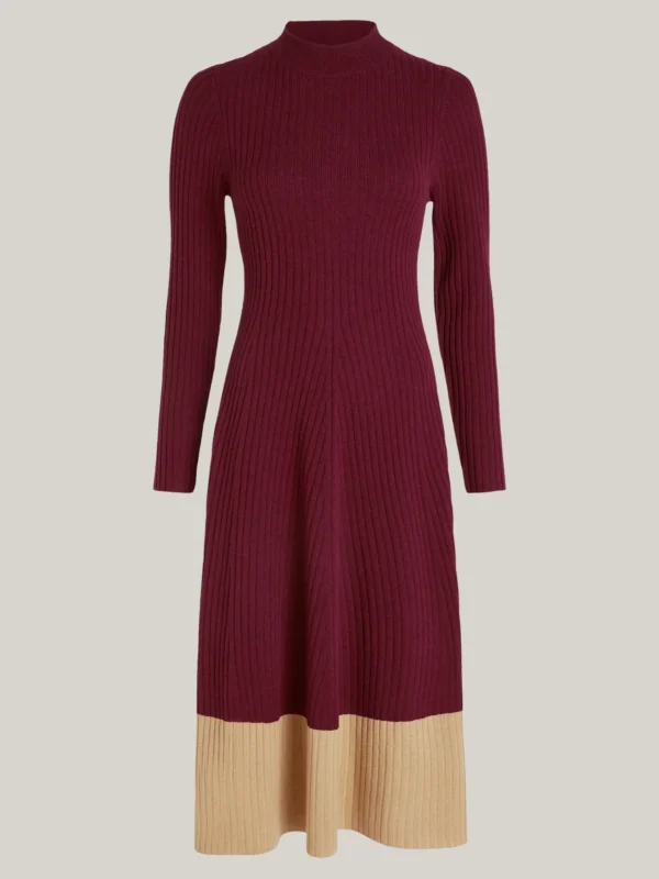 Tommy Hilfiger Slim Fit Midi-Strickkleid mit Kaschmir DEEP ROUGE Hot