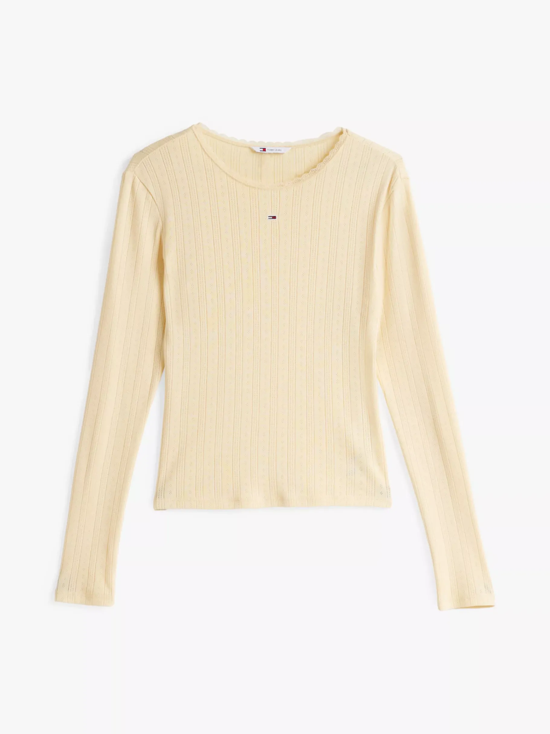 Tommy Hilfiger Slim Fit Pointelle-Langarmshirt CUSTARD CREAM Clearance