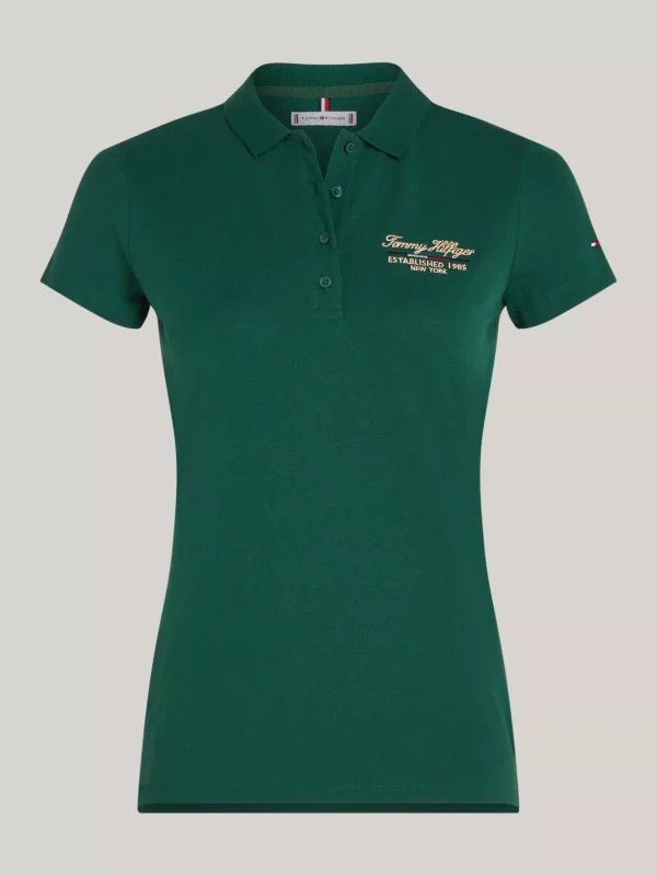 Tommy Hilfiger Slim Fit Poloshirt mit Schreibschrift-Logo ORNAMENTAL GREEN Store