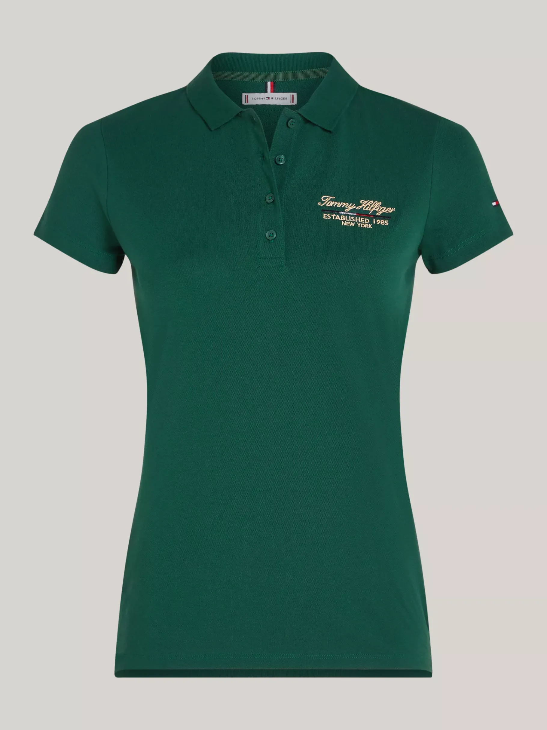 Tommy Hilfiger Slim Fit Poloshirt mit Schreibschrift-Logo ORNAMENTAL GREEN Store