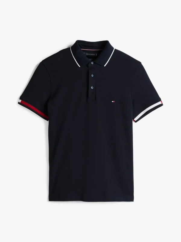 Tommy Hilfiger Slim Fit Poloshirt mit Tommy-Bündchen DESERT SKY Sale