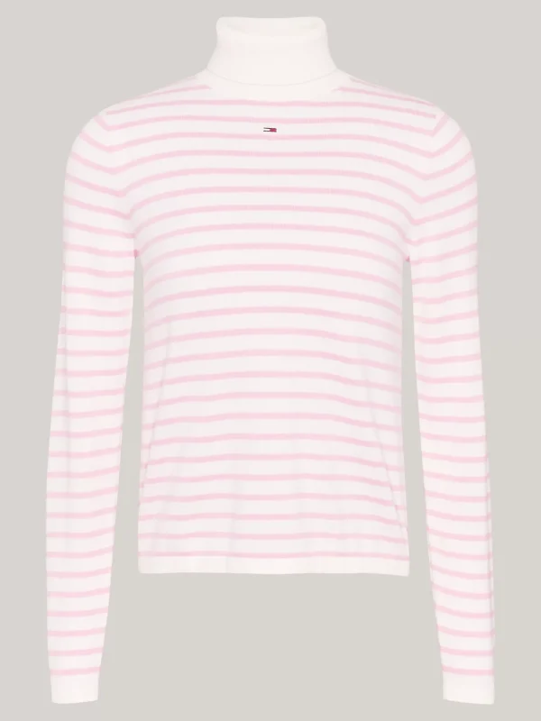 Tommy Hilfiger Slim Fit Pullover mit Rollkragen BALLET PINK / STRIPE Hot