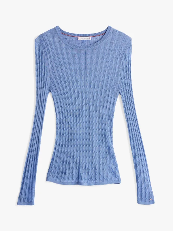 Tommy Hilfiger Slim Fit Pullover mit Zopfmuster BREEZY BLUE Hot