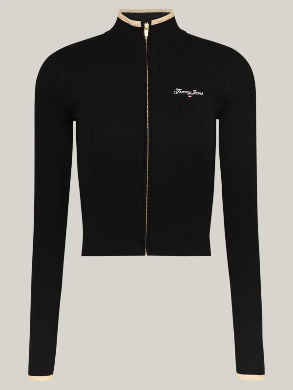 Tommy Hilfiger Slim Fit Reißverschluss-Cardigan mit Streifen BLACK Best Sale